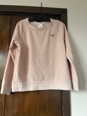 C&C California Blush Pink Crewneck Sweatshirt with Heart Accent